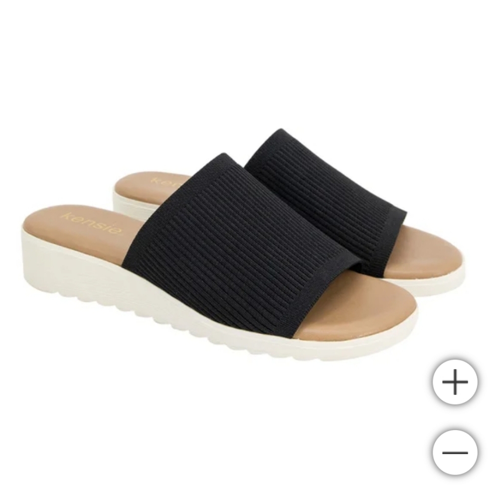 Kensie Black Slide Sandals for Women